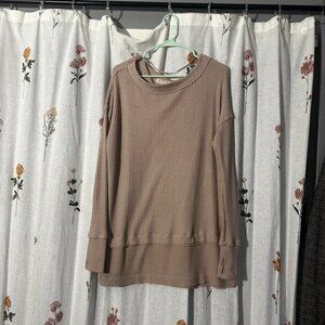 Free People Waffle Knit Long sleeve oversized top size XS